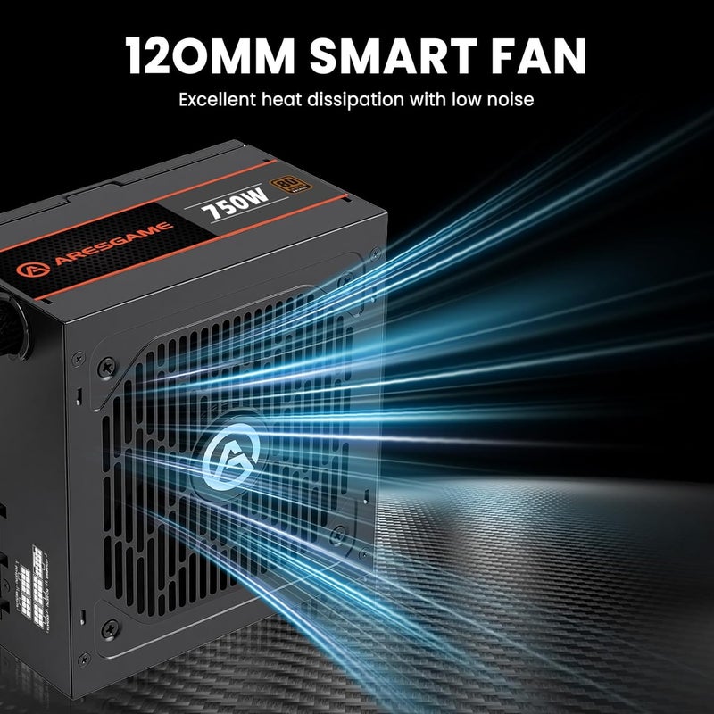 ARESGAME 750W Power Supply, 80 Plus Bronze Certified, Semi Modular ATX PSU - Image 4